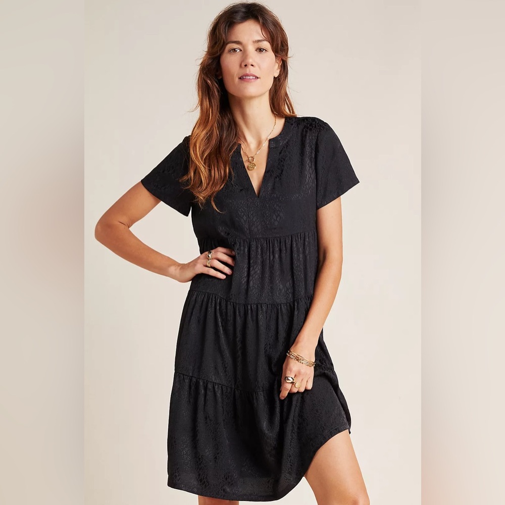 Anthropologie Maeve Sacha Jacquard Tiered Tunic Dress